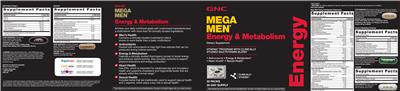 Photo of the GNC Mega Men Energy & Metabolism Generator label