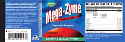 Photo of the Nature's Way Mega-Zyme label