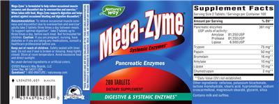 Photo of the Nature's Way Mega-Zyme label