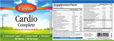 Photo of the Carlson Cardio Complete label