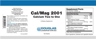 Photo of the Douglas Laboratories Cal/Mag 2001 Calcium Two To One label