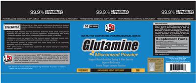 Photo of the 4DN Glutamine Micronized Powder label