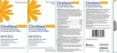 Photo of the Mission Pharmacal CitraNatal Citranatal Vitamin B6 Tablet label