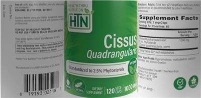 Photo of the Health Thru Nutrition Cissus Quadrangularis 1000 mg label