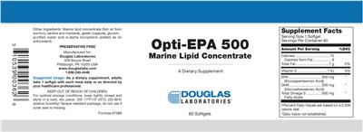 Photo of the Douglas Laboratories Opti-EPA 500 Marine Lipid Concentrate label