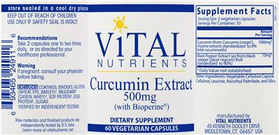 Photo of the Vital Nutrients Curcumin Extract 500 mg label