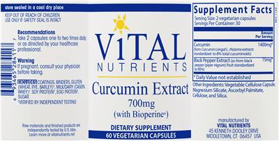 Photo of the Vital Nutrients Curcumin Extract 700 mg label