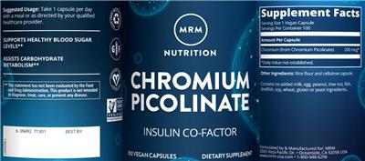 Photo of the MRM Nutrition Chromium Picolinate label