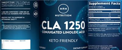 Photo of the MRM Nutrition CLA 1250 label