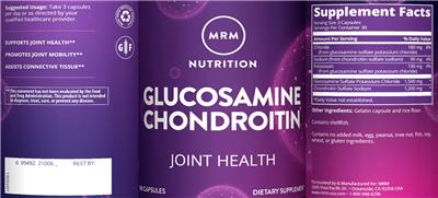 Photo of the MRM Nutrition Glucosamine Chondroitin label