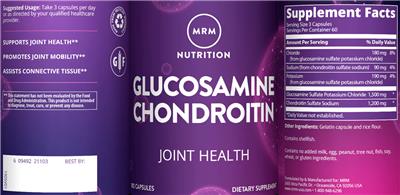 Photo of the MRM Nutrition Glucosamine Chondroitin label