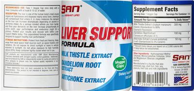 Photo of the SAN Liver Support Formula label