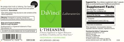 Photo of the DaVinci Laboratories L-Theanine 200 mg label