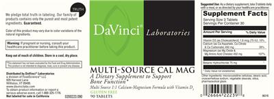 Photo of the DaVinci Laboratories Multi-Source Cal Mag label