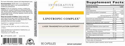 Photo of the Integrative Therapeutics Lipotropic Complex label