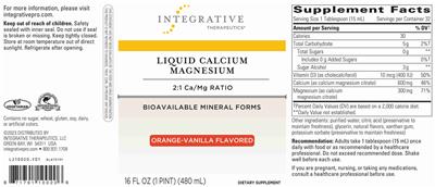 Photo of the Integrative Therapeutics Liquid Calcium Magnesium Orange-Vanilla Flavored label