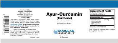 Photo of the Douglas Laboratories Ayur-Curcumin (Turmeric) label