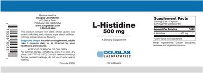 Photo of the Douglas Laboratories L-Histidine 500 mg label