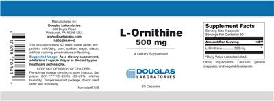 Photo of the Douglas Laboratories L-Ornithine 500 mg label