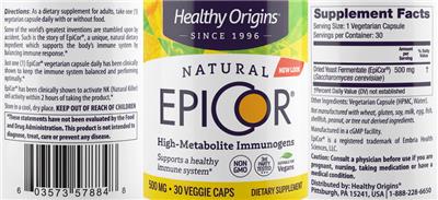 Photo of the Healthy Origins EpiCor 500 mg label