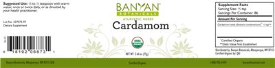 Photo of the Banyan Botanicals Cardamom label