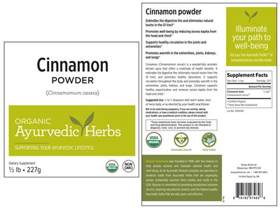 Photo of the Banyan Botanicals Cinnamon Powder label