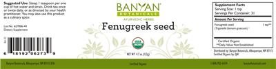 Photo of the Banyan Botanicals Fenugreek Seed label