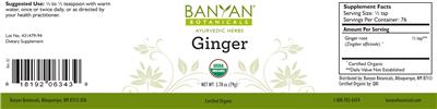Photo of the Banyan Botanicals Ginger label