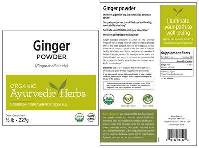 Photo of the Banyan Botanicals Ginger Powder label