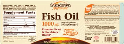 Photo of the Sundown Naturals Fish Oil 1000 mg label