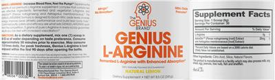 Photo of the The Genius Brand Genius L-Arginine Natural Lemon label