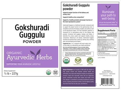 Photo of the Banyan Botanicals Gokshuradi Guggulu Powder label