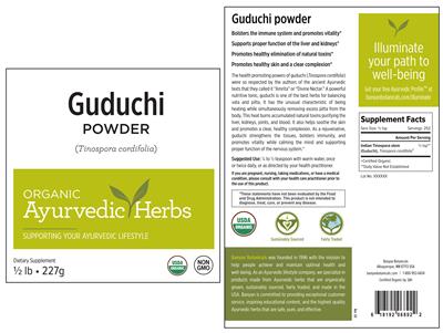 Photo of the Banyan Botanicals Guduchi Powder label