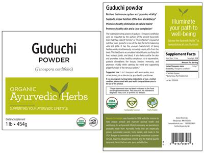 Photo of the Banyan Botanicals Guduchi Powder (Tinospora cordifolia) label