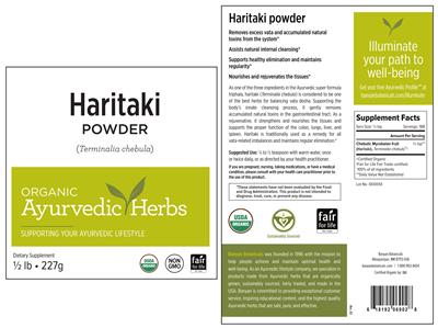 Photo of the Banyan Botanicals Haritaki Powder label