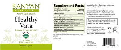 Photo of the Banyan Botanicals Healthy Vata label