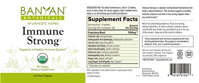 Photo of the Banyan Botanicals Immune Strong label