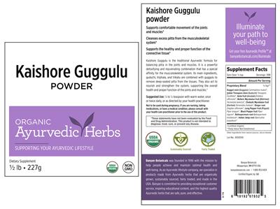 Photo of the Banyan Botanicals Kaishore Guggulu Powder label