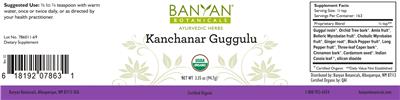 Photo of the Banyan Botanicals Kanchanar Guggulu label