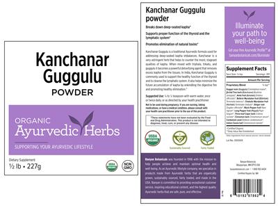 Photo of the Banyan Botanicals Kanchanar Guggulu Powder label