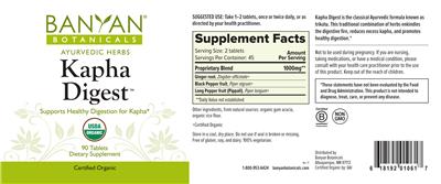 Photo of the Banyan Botanicals Kapha Digest label