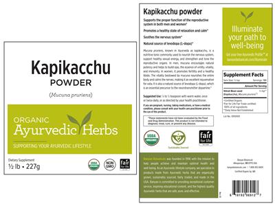Photo of the Banyan Botanicals Kapikacchu Powder label