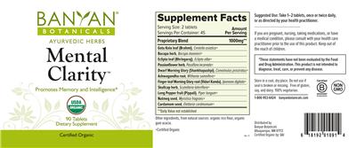 Photo of the Banyan Botanicals Mental Clarity label
