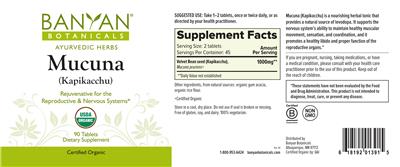 Photo of the Banyan Botanicals Mucuna label