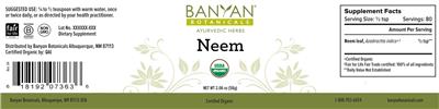 Photo of the Banyan Botanicals Neem label