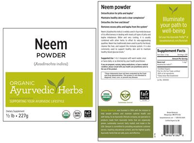 Photo of the Banyan Botanicals Neem Powder label