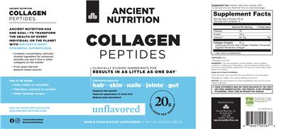 Photo of the Ancient Nutrition Collagen Peptides Unflavored label