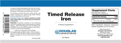 Photo of the Douglas Laboratories Timed Release Iron label