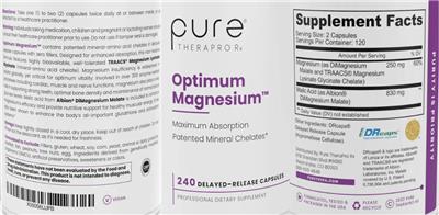Photo of the Pure TheraPro Rx Optimum Magnesium label