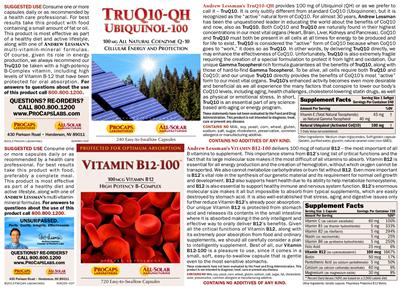 Photo of the ProCaps Laboratories Vitamin B12-100 label